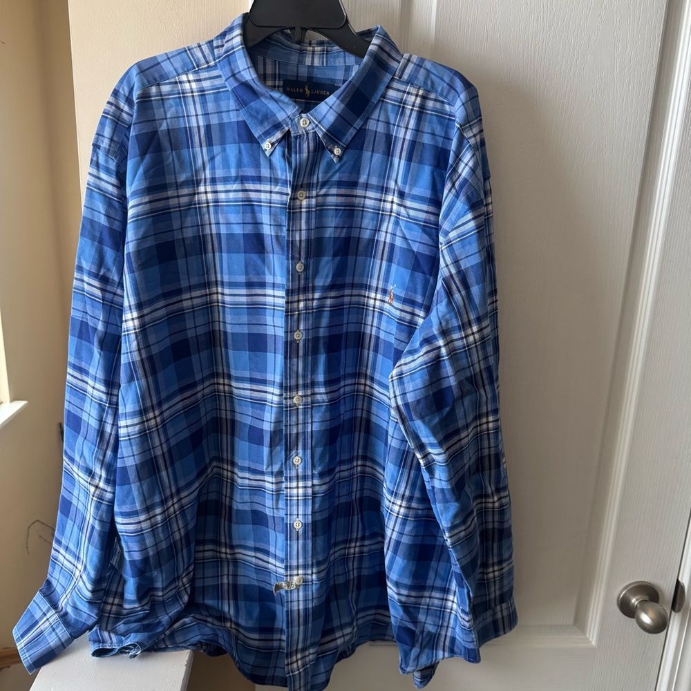 Ralph Lauren Men's Blue Checkered Shirt 3XB